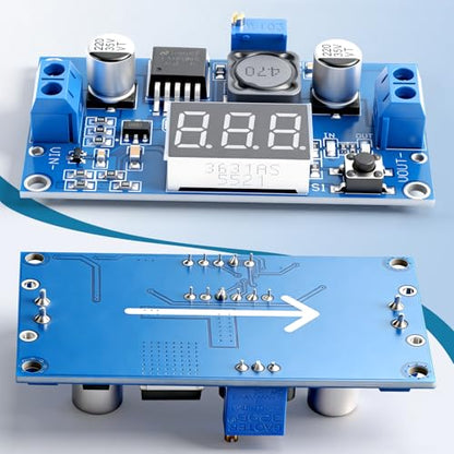 LM2596 3A Buck Converter LED Display 4-40V to 1.25-37V 2-Pack