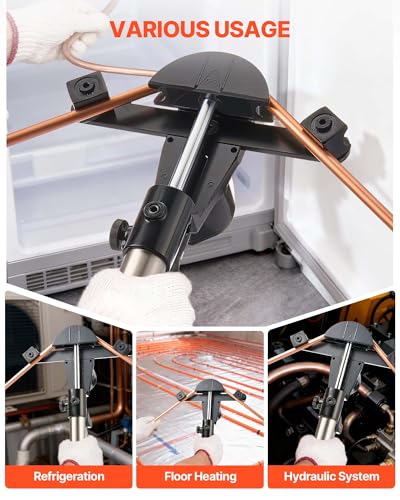 VEVOR Hydraulic Tubing Bender Kit, 1/4 to 7/8 Inch, Copper Tube Pipe Bender, HVAC Bending Tool Set, 90° Bend, with 7 Aluminium Alloy Dies, for HVAC Air Conditioning Refrigeration Automotive Repair - color: Black