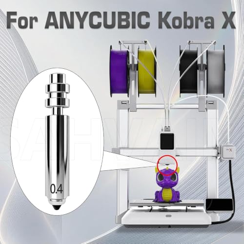 4PK 0.25/0.4/0.6/0.8mm Kobra 4/Kobra X Nozzle Integrated Hardened Steel Nozzles All-Metal Quick-Detachable Extruder Throat Tube Nozzles Print Head Hot End for Anycubic Kobra 4/KX 3D Printer Parts - style: 0.25/0.4/0.6/0.8MM Kobra X Nozzle Kit