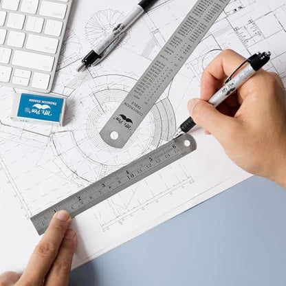 Mr. Pen- Metal Straight Edge Ruler, 2 Pack, 6" and 12", Gold - color: Gold, size: 6, 12 inch