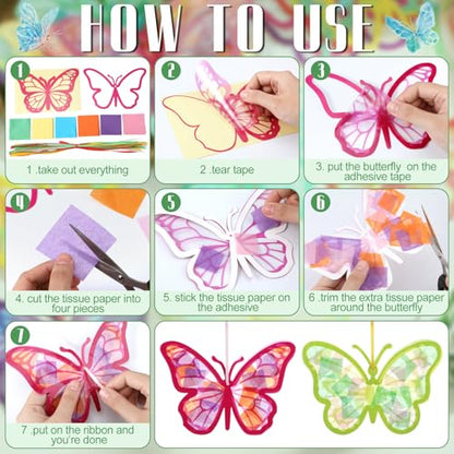 Eersida 32 Pcs Butterfly Suncatcher Craft Kit, Summer Butterflies for DIY - style: Butterfly Style