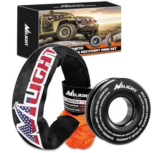 Nilight Synthetic Soft Shackle & Recovery Ring Kit - color: 1Pc Shackles Orange + Snatch Ring