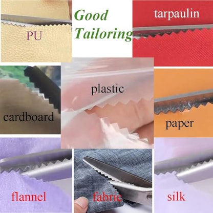 JISTL Green Pinking Shears Comfort Grips Crafts Zig Zag Cut Sewing Scissors,Professional Handheld Dressmaking