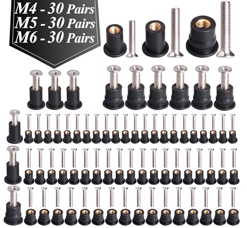 WEDAMER 90 Pairs M4 M5 M6 Neoprene Well Nuts Kit Rubber Well Nuts for Kayak - color: M4/M5/M6 Each 30 Pairs