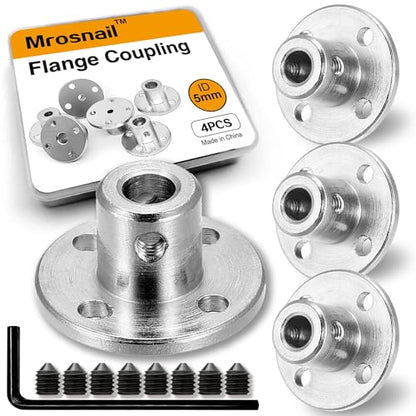 4PCS 5mm Shaft Coupler, Rigid Flange Coupling Connector - size: 5mm 4Pcs