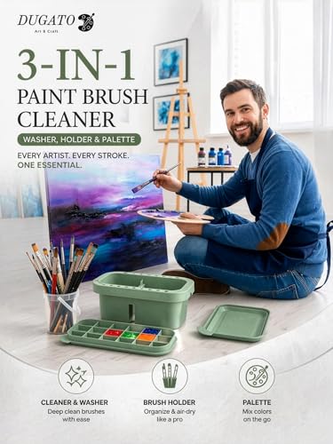DUGATO 3-in-1 Paint Brush Cleaner, Brush Basin Washer, Green - color: Green