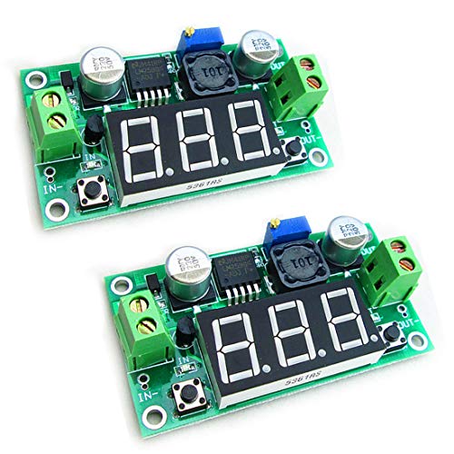 HiLetgo 2pcs LM2596 Adjustable DC-DC Step Down Buck Power Convert Module 4.0-40V Input to 1.25-37V Output with LED Voltmeter Display - size: Small