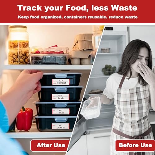 NATURALABEL 300 Removable Freezer Labels with Dispenser, 1" x 3" (Red) - color: Preprinted-red