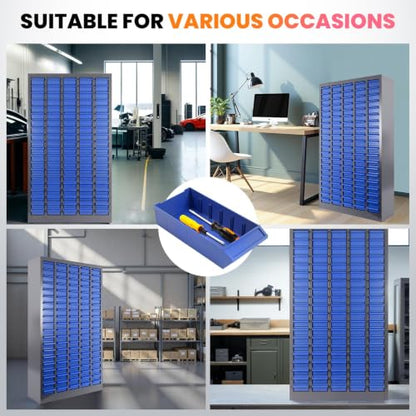 100 Drawer Alloy Steel Nut and Bolt Organizer, ABS Material Bolts Organizer, 26" L×9" W×46" H Drawer Parts Storage Cabinet, with Dividers and Labels for Laboratory, Studio, Home Use/Blue - size: 100 Drawer