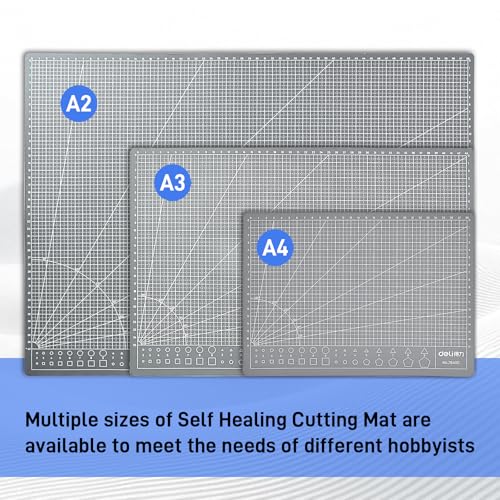 Self Healing Cutting Mat for 3D Printing Models, 12"×9" Double Sided 5-Ply Craft Cutting Board Precision Grid Angle Lines for Small Resin Parts Trimming, FDM Model Deburring