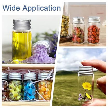30 Pcs Glass Test Tubes with Screw Caps, 25ml Reusable Transparent Flat Bottomed Container Tubes Empty Clear Glass Sample Test Bottle for Candy Storage Bath Salts Liquids Art Craft (25ml) - size: 25ml