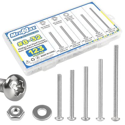 #8-32 x 1-1/2" to 2-1/2" Long Pan Head Machine Screws Kit for Outlet Box - size: #8-32(Long Screws Kit）