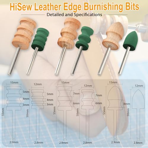 HiSew Leather Burnishing Bits for Rotary Tools -Everday Edge Finishing