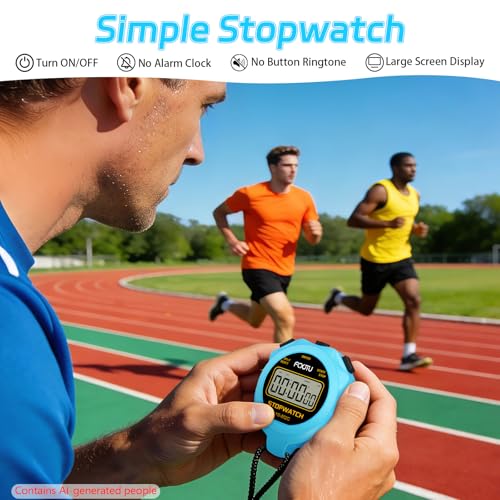 Digital Simple Stopwatch Timer, No Bells, No Alarm, Simple Basic Operation, Silent, Clear Display, ON/Off, Large Display for Running Training Sports Kids Coaches Referees Teachers - color: Blue