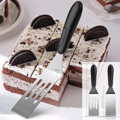 5Pcs Stainless Steel Mini Metal Spatula for Cooking Baking Serving - color: 5 PCS SOLID