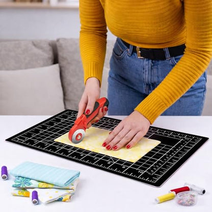 DIYSELF 12in×18in Self Healing Cutting Mat, A3 Fabric Craft Mat - color: Black, size: 18"L x 12"W