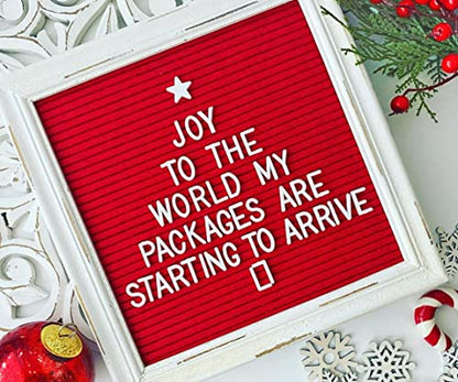 Red Felt Letter Board Back to School Sign with Rustic Wood White Frame - Farmhouse Letter Board Sign with Stand - Baby Announcement 10x10 Felt Board Changeable Message Board with 350 Letter Set - color: Red, size: 10x10 inches