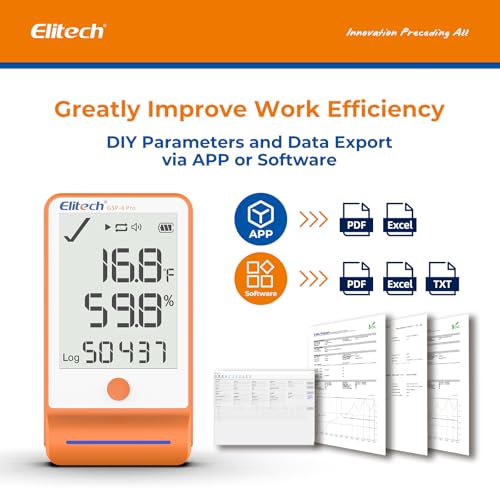 Elitech GSP-6 Dual Probe Bluetooth Temperature Humidity Data Logger - color: Temperature and Humidity Probes, size: GSP-6 Bluetooth Series