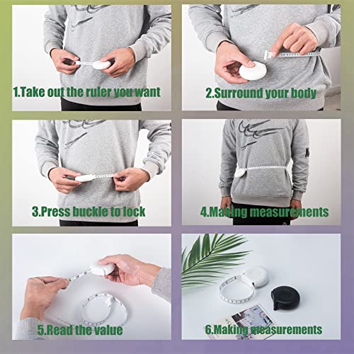 Tape Measure Body Measuring Tape 80inch/205cm Lock Pin Retract Tape Measure for Tailor Fitness Clothes Sewing Handcrafts Weight Loss Body Measurement - color: White Black White 80 inch 3 pack