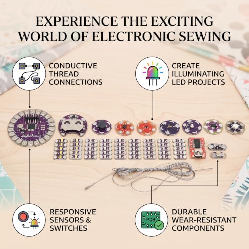 Wearable LED Sensor Kit with Temperature Sensor and Cable, DIY Electronic Components for Projects, Electronic Sensor Kit for STEM Education and Prototyping