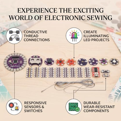 Wearable LED Sensor Kit with Temperature Sensor and Cable, DIY Electronic Components for Projects, Electronic Sensor Kit for STEM Education and Prototyping