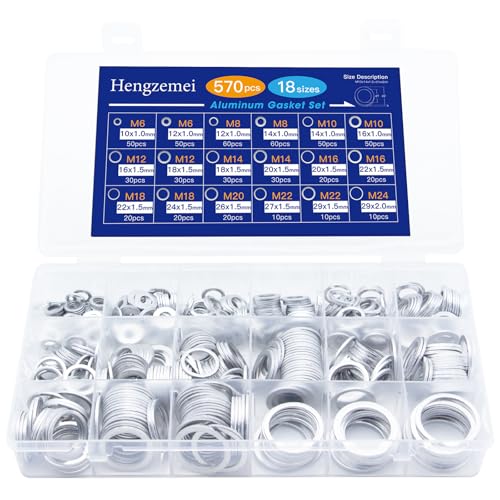 570pcs Crush Washer Kit for Oil Drain Plug Gasket Aluminum Washer