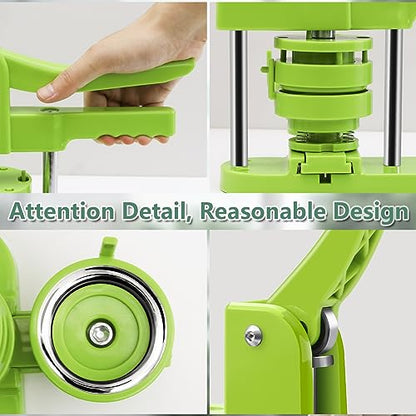 Happizza Button Maker Machine Multiple Sizes, Pin Maker Machine 2.25 inch+3 inch, Interchangeable Button-Models Badge Button Press Machine with 200 Sets 58mm+75mm Button Maker Supplies&Circle Cutter - size: Green 2.25+3 inch (200 Sets)