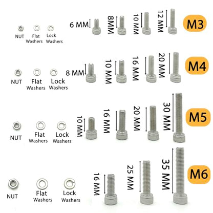 1160Pcs M3/M4/M5/M6 Hex Socket Bolt Kit,304 SS Metric Screws Assortment