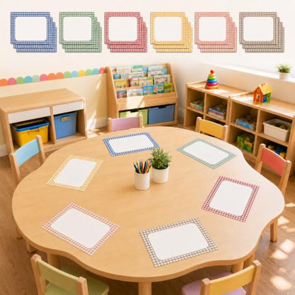 Cinrobiye 24 Pcs Dry Erase Stickers for Classroom Tables, Reusable Writable Decals with 2 Scrapers, Waterproof Dry Erase Spots for Desks, Whiteboards, Walls, Teacher Classroom School Supplies - color: Checkered