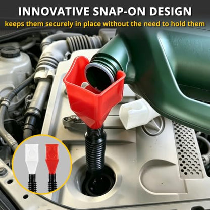 19Pcs Flexible Hose Funnel kit, Sturdy Plastic Automotive Funnel Set, Practical car Funnel Set, Versatile funnels for Automotive use for Oil, Coolant & Recessed Fillers