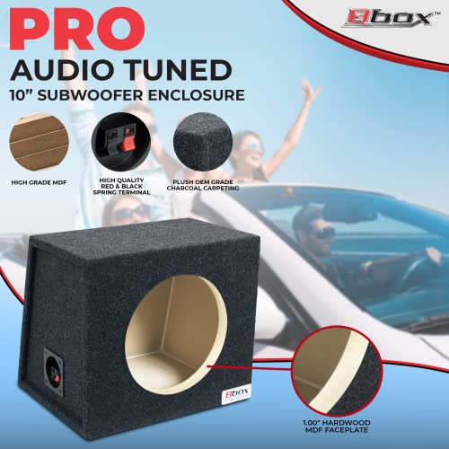 Bbox Single 10 Inch Subwoofer Sealed Enclosure - Car Subwoofer Box & Enclosures - Premium Subwoofer Box Improves Audio Quality, Sound & Bass - Red & Black Spring Terminals - Charcoal - size: 10 inch, style: SEALED