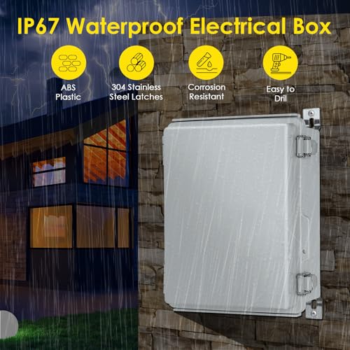 IP67 ABS Outdoor Electrical Junction Box Waterproof with Aluminum DIN Rail - color: Grey, size: 8.6''×6.7''×4.3''
