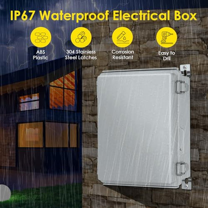 IP67 ABS Outdoor Electrical Junction Box Waterproof with Aluminum DIN Rail - color: Grey, size: 8.6''×6.7''×4.3''