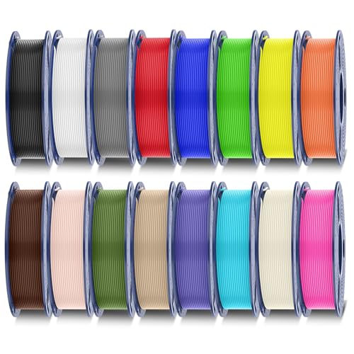 SUNLU 250g Filament Bundle 1.75mm, Multicolor 3D Printer Filament - color: Petg Spool-black+white+grey+red+ Klein Blue+green+yellow+sunny Orange+coffee Brown+beige+olive Green+oak+lavender Purple+cyan+bone White+magenta