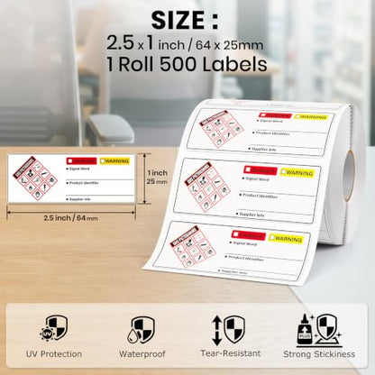 500PCS OSHA Hazardous Chemical Safety Warning Labels 2.5 x 1 Inch