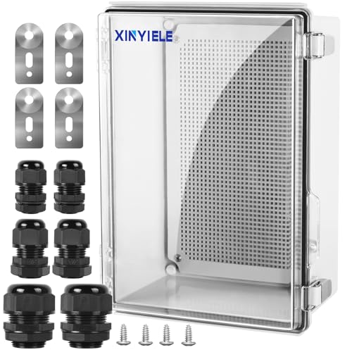 Waterproof Outdoor Project ABS Plastic Junction Box IP67 Weatherproof Dustproof Enclosure with Hinged Cover, Mounting Plate,Wall Brackets for Power Project (Clear,13.8"x9.8"x5.9") - color: Transparent Cover, size: 13.8"x9.8"x5.9"