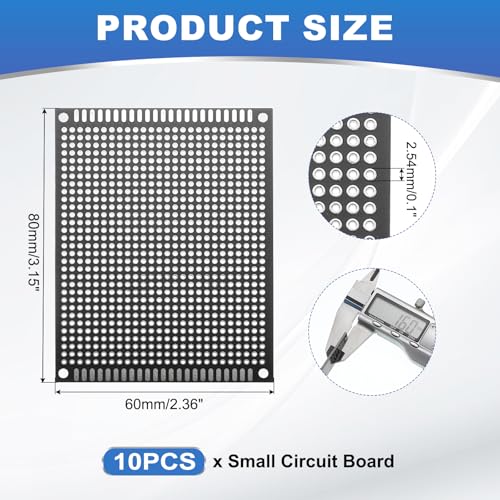MECCANIXITY 10Pcs Solderable Breadboard, 3.15"x2.36" Double Sided Circuit Board Black Tinned PCB Board Small Prototype Board for DIY Electronics Projects Apply to Soldering Projects - color: Black Tinned, size: 3.15"x2.36"
