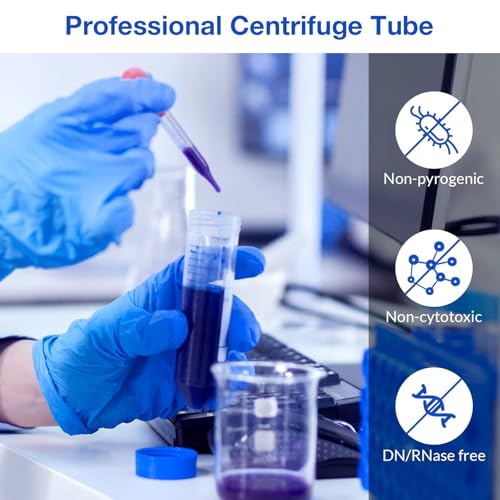 [500 Pcs] Premium 50ml Conical Centrifuge Tubes, Sterilized, Certified DNase/RNase Free, Non Pyrogenic, Clear, Polypropylene (PP) Tubes with Screw Caps. Available in Packing of 25, 250, 500.