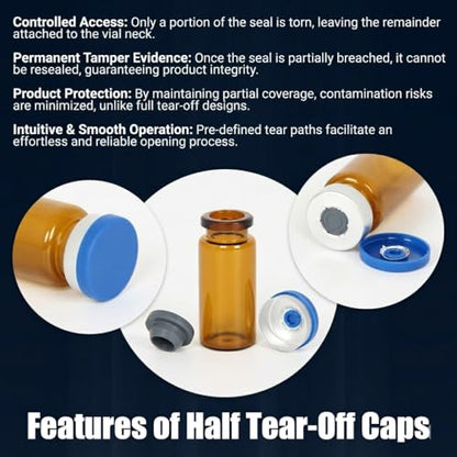 100 Pack 10ml Amber Glass Vials with Caps – 2.5 Dram Lab Headspace Vials - color: Amber Vial Blue Cap, size: 10ml