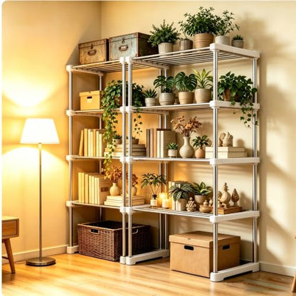 BLULEE Expandable Standing Shelf Unit, Adjustable Storage Rack White - color: White
