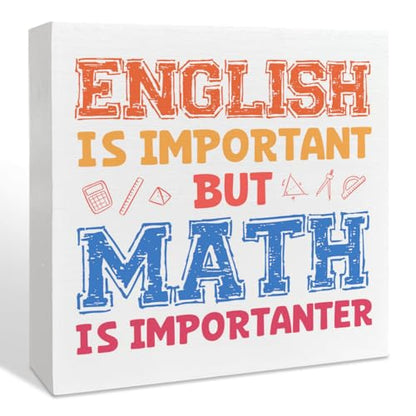 Funny Math Teacher Gifts for Women Men, Teacher Thank You Appreciation Gifts for Birthday Christmas Teacher's Day Back to School, Wooden Box Sign - color: Math Teacher2