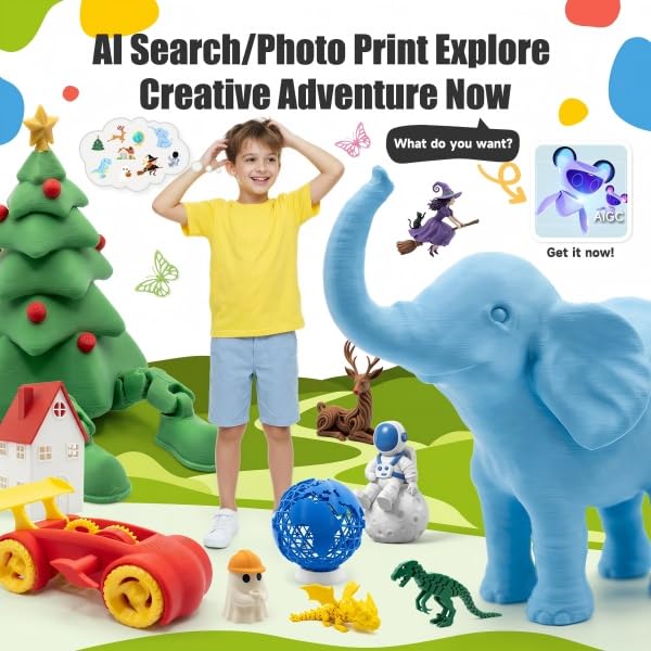 Entina Tina2C Mini 3D Printer Bundle for Kids & Beginners, Fully Assembled, Auto Leveling, Easy Setup, WiFi & App Control, 3000+ Models, 20+ DIY Modules, Includes 4-Color PLA Filament - color: Orange/Yellow/Pink/Purple