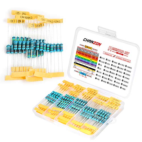 Chanzon 35 Values 1W 0.1R-1MR Ω ohm 175pcs Metal Film Fixed Resistor Kit - size: 2) 1W Kit