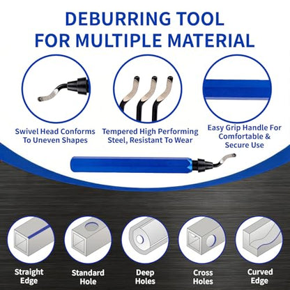 360° Deburring Tool 20pcs M2 HSS 2-Type Blades CNC Handle for 3D Print