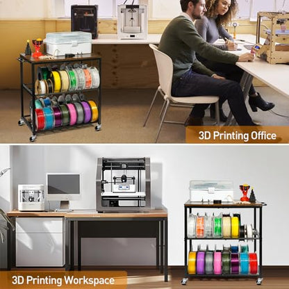24" Portable Small 3D Printer Cart with Filaments Storage &Wheel.(Rustic - color: Rustic
