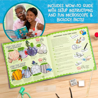 Wow in The World Kids’ Microscope & Biology Kit, Up to 720x Magnification, LED Illumination, Prepared & Blank Slides, Companion Audio Content, Beginner Science Gift for Ages 6+ by Thames & Kosmos