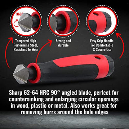 AFA Tooling - Extendable Neck Deburring Tool & Countersink Hand Reamer with 15 Extra Blades - Works on Resin, PVC Pipes, Copper, Plastic - Plumbing & 3D Printing Burr Removal Reamer Tool - color: Long Reach Deburring & Reamer Kit