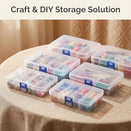 5-Pack Blue Plastic Organizer Boxes, Stackable Craft Storage Cases - color: 5pcs- Clear Blue