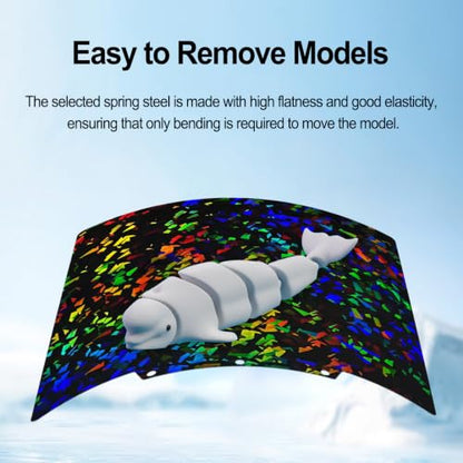 PEF+PEY Holographic Build Plate for Adventurer AD5X/5M/5M Pro, Rainbow Confetti +Galaxy Spring Steel Flexible Platform for Neptune 3 Pro/4, Kobra, Ender 3/3 Pro/3S1/3 v2, CR 20/CR 20 Pro - size: 235x235mm