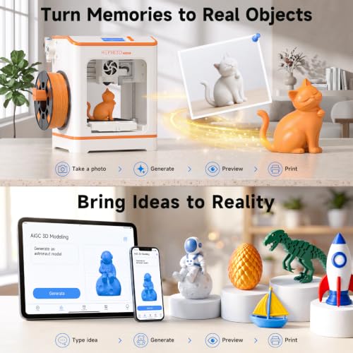 Hephi3d TINA2C 3D Printer for Kids & Beginners with Filament Starter Bundle - color: Orange/Yellow/Pink/Purple